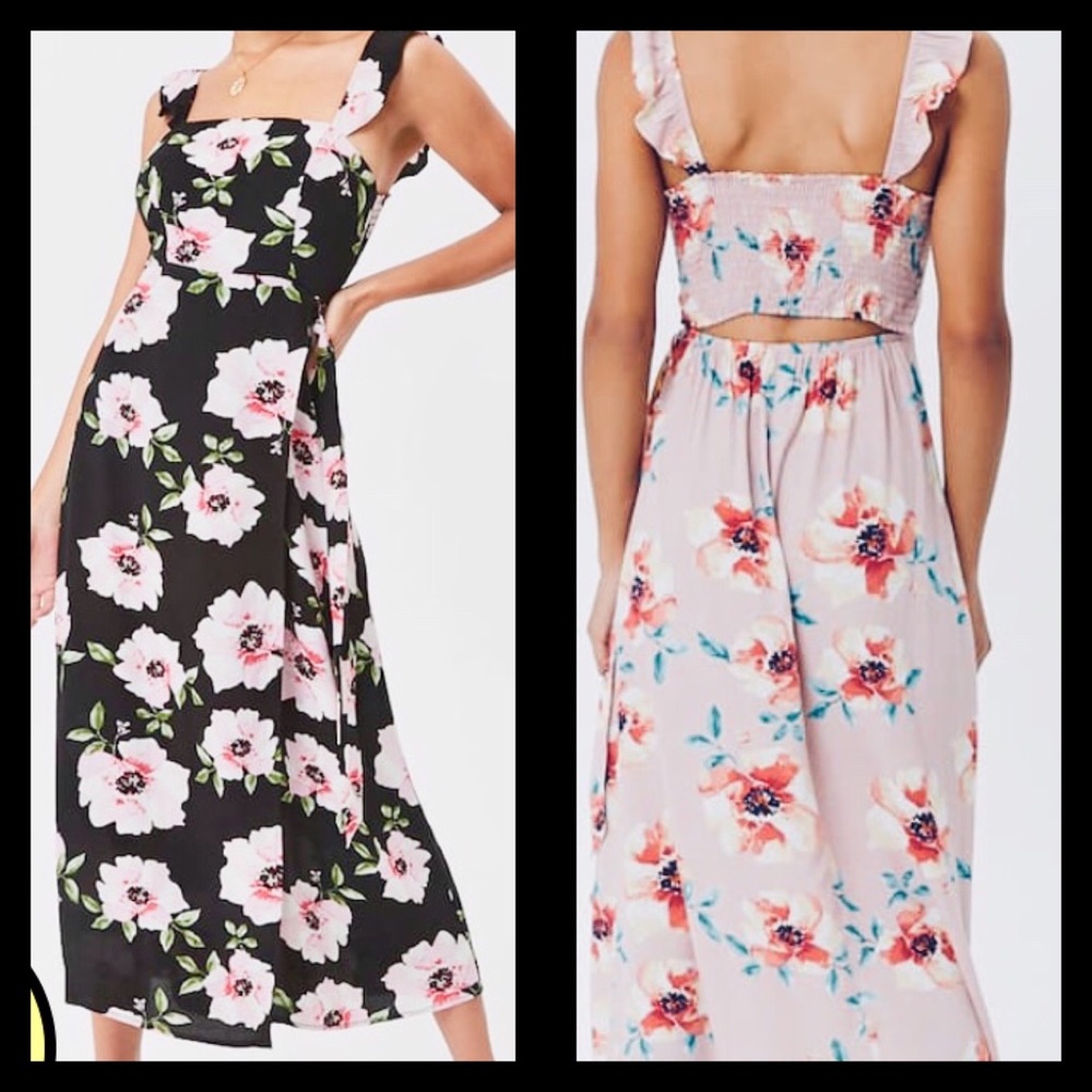Floral Open Back cutout Maxi